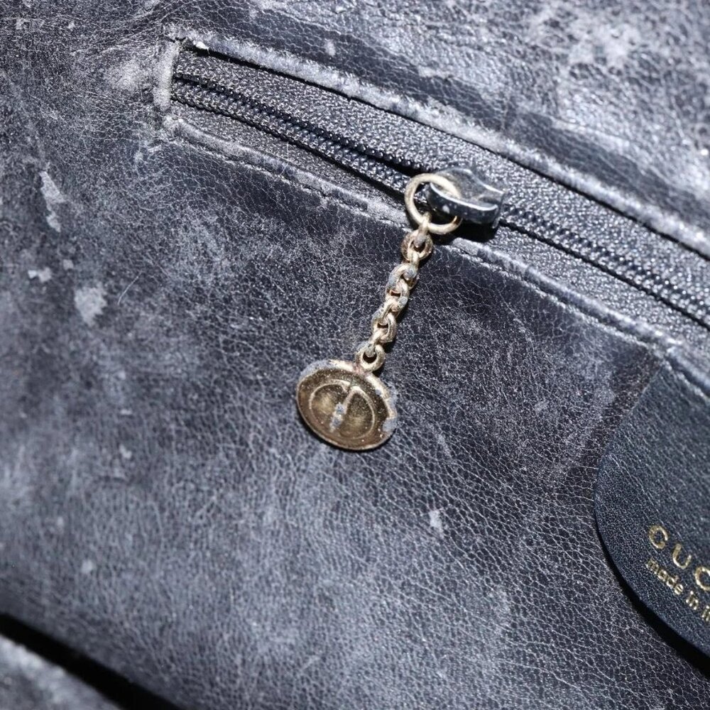 GUCCI Bamboo Hand Bag Leather Black Gold - Picture 13 of 16